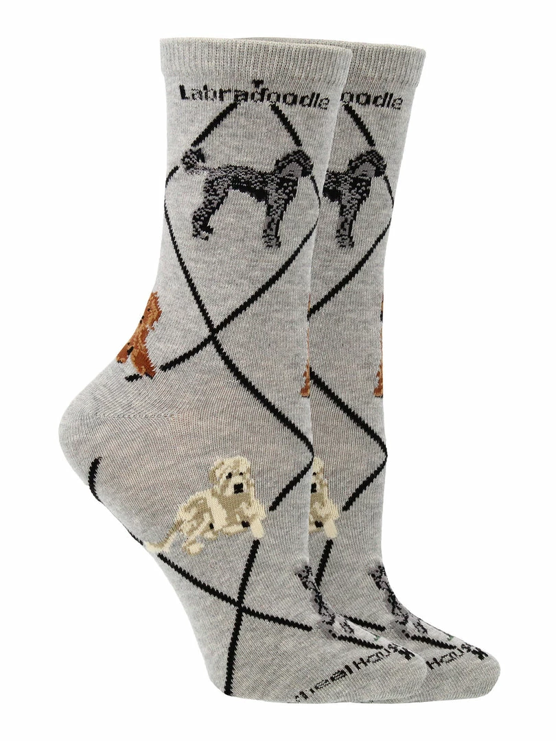 Outlet 😍 WHD Labradoodle 🧦 Socks For 👩 Women Gift For 🦮 Dog Lovers Crazy 🧦 Socks - Crew ❤️ 4 WHD Labradoodle Socks For Women Gift For Dog Lovers Crazy Socks - Crew
