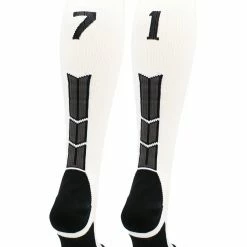 MadSportsStuff White Player ID Custom Number Over The Calf Socks For Softball Baseball Football Boys And Girls