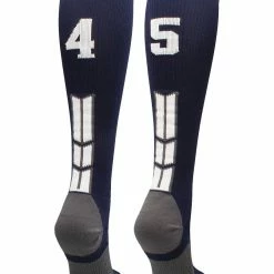 MadSportsStuff Navy Player ID Custom Number Over The Calf Socks For Softball Baseball Football Boys And Girls Softball Socks