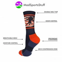 MadSportsStuff USA Lacrosse Socks With American Flag And Player Crew Length