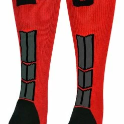 New ๐ MadSportsStuff Red And Black Player ID Custom Number Over The Calf ๐งฆ Socks For ๐ฅ Softball โพ Baseball Football Boys And ๐ง Girls โพ Baseball ๐งฆ Socks ๐ 206 MadSportsStuff Red And Black Player ID Custom Number Over The Calf Socks For Softball Baseball Football Boys And Girls Baseball Socks