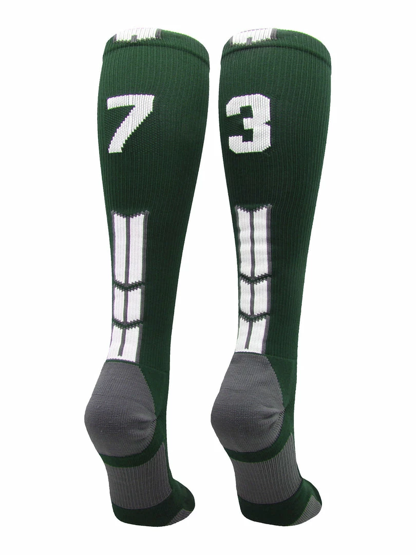 Hot Sale โ๏ธ MadSportsStuff Dark Green Player ID Custom Number Over The Calf ๐งฆ Socks For ๐ฅ Softball โพ Baseball Football Boys And ๐ง Girls ๐ 29 MadSportsStuff Dark Green Player ID Custom Number Over The Calf Socks For Softball Baseball Football Boys And Girls