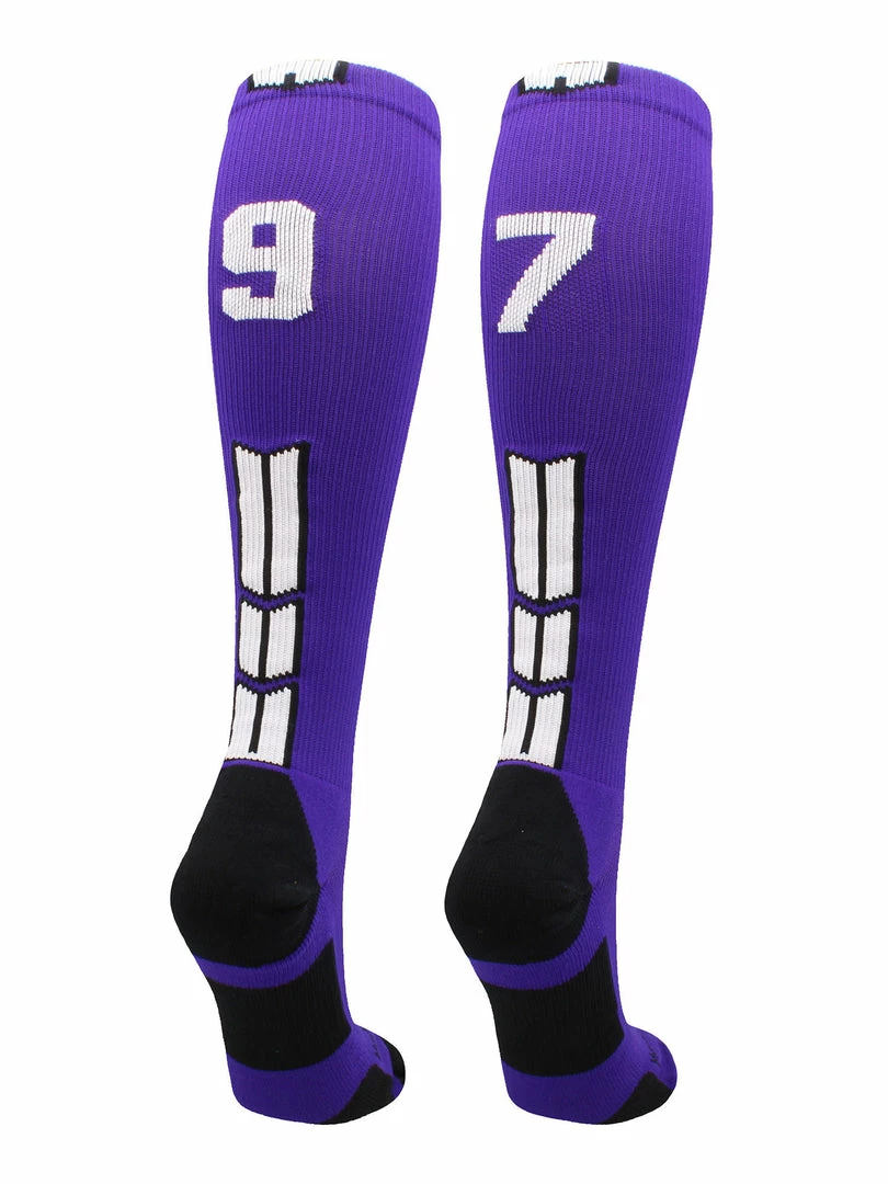 New โ๏ธ MadSportsStuff Purple Player ID Custom Number Over The Calf ๐งฆ Socks For ๐ฅ Softball โพ Baseball Football Boys And ๐ง Girls ๐ 33 MadSportsStuff Purple Player ID Custom Number Over The Calf Socks For Softball Baseball Football Boys And Girls