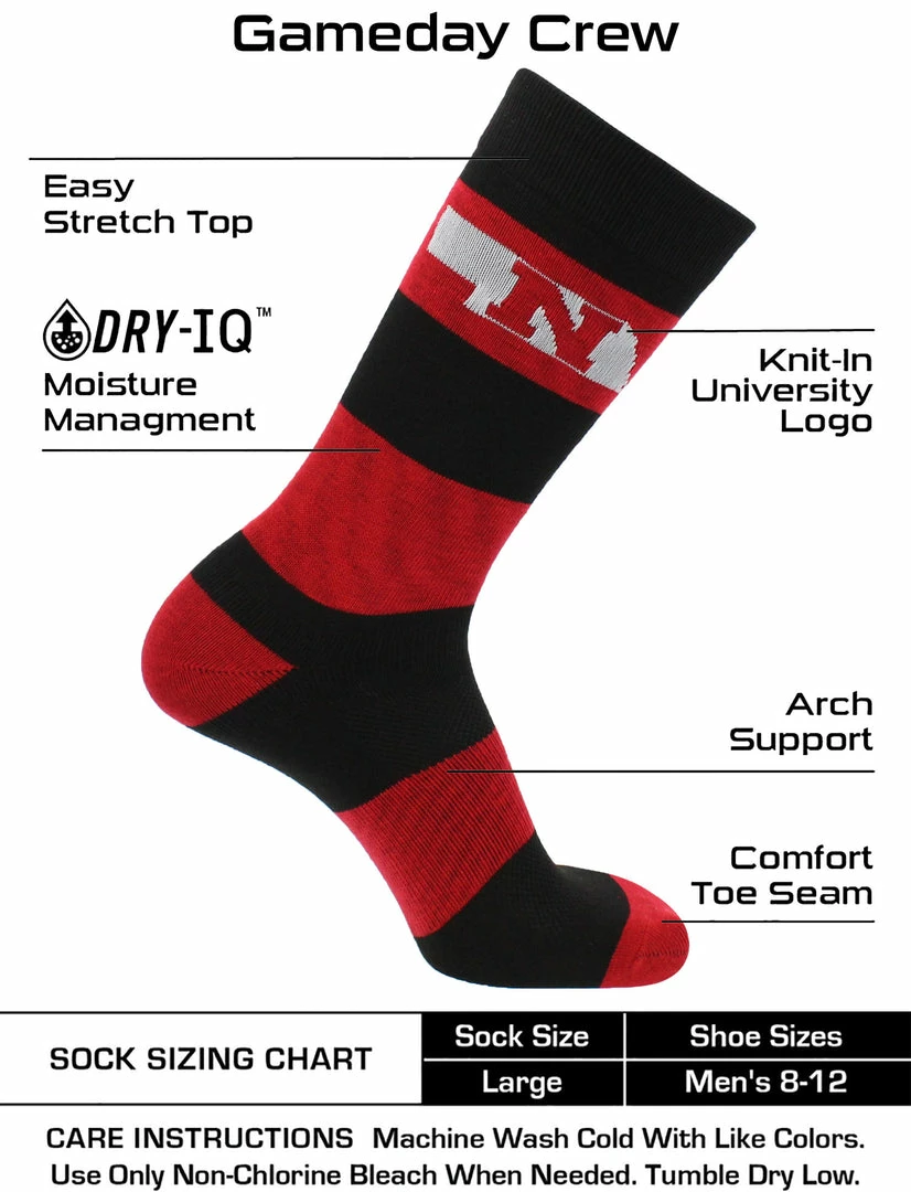 Top 10 ⭐ TCK All Schools Nebraska Cornhuskers 🧦 Socks Game Day Striped Crew 🧦 Socks ❤️ 3 TCK All Schools Nebraska Cornhuskers Socks Game Day Striped Crew Socks