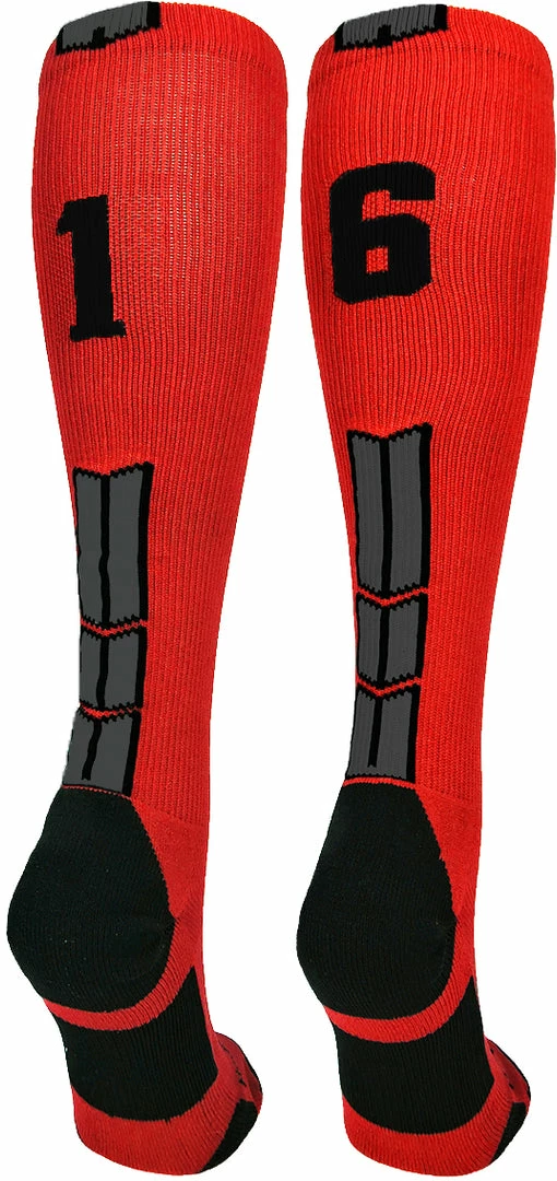 Budget ๐ฏ MadSportsStuff Red And Black Player ID Custom Number Over The Calf ๐งฆ Socks For ๐ฅ Softball โพ Baseball Football Boys And ๐ง Girls โพ Baseball ๐งฆ Socks ๐ 63 MadSportsStuff Red And Black Player ID Custom Number Over The Calf Socks For Softball Baseball Football Boys And Girls Baseball Socks