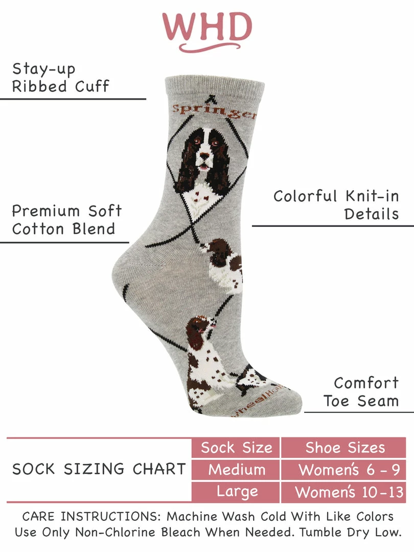 Cheapest ❤️ WHD Springer Spaniel 🧦 Socks For 👩 Women Gift For 🦮 Dog Lovers Crazy 🧦 Socks - Crew 🥰 3 WHD Springer Spaniel Socks For Women Gift For Dog Lovers Crazy Socks - Crew