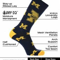 TCK Michigan Wolverines Socks Crew Length Sock Mayhem