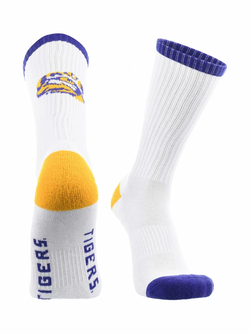 Brand new ✔️ TCK All Schools LSU Tigers 🧦 Socks Basic Crew White 🧦 Socks ⭐ 4 TCK All Schools LSU Tigers Socks Basic Crew White Socks