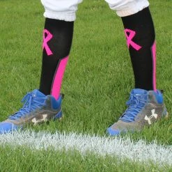 MadSportsStuff Pink Ribbon Breast Cancer Awareness Support Athletic Over The Calf Socks