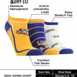 TCK LSU Tigers No Show Socks Full Field 3 Pack