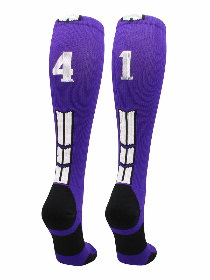 New โ๏ธ MadSportsStuff Purple Player ID Custom Number Over The Calf ๐งฆ Socks For ๐ฅ Softball โพ Baseball Football Boys And ๐ง Girls ๐ 89 MadSportsStuff Purple Player ID Custom Number Over The Calf Socks For Softball Baseball Football Boys And Girls