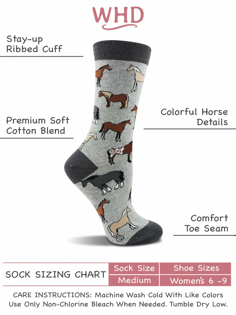 Outlet ๐ WHD Horse ๐งฆ Socks For ๐ฉ Women - Horse Lovers Gift - Equestrian Riding ๐งฆ Socks - 2-Pack Crazy ๐งฆ Socks - Crew ๐งจ 3 WHD Horse Socks For Women - Horse Lovers Gift - Equestrian Riding Socks - 2-Pack Crazy Socks - Crew