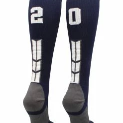 MadSportsStuff Navy Player ID Custom Number Over The Calf Socks For Softball Baseball Football Boys And Girls Softball Socks