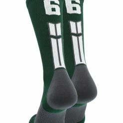 MadSportsStuff Dark Green Player ID Custom Number Crew Socks For Basketball Lacrosse Volleyball Boys And Girls Volleyball Socks