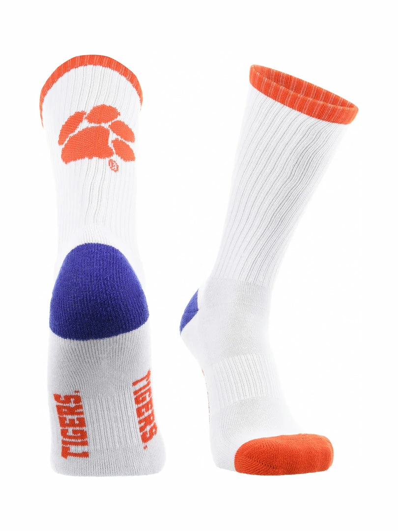 Hot Sale ๐ TCK All Schools Clemson Tigers ๐งฆ Socks Basic Crew White ๐งฆ Socks ๐ 1 TCK All Schools Clemson Tigers Socks Basic Crew White Socks