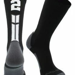 MadSportsStuff Black Player ID Custom Number Crew Socks For Basketball Lacrosse Volleyball Boys And Girls Volleyball Socks