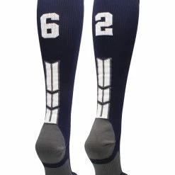 MadSportsStuff Navy Player ID Custom Number Over The Calf Socks For Softball Baseball Football Boys And Girls Softball Socks