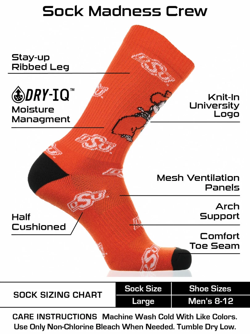 Discount ๐ฅฐ TCK Oklahoma State Cowboys ๐งฆ Socks Crew Length Sock Mayhem ๐ 3 TCK Oklahoma State Cowboys Socks Crew Length Sock Mayhem