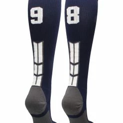 MadSportsStuff Navy Player ID Custom Number Over The Calf Socks For Softball Baseball Football Boys And Girls Softball Socks