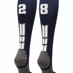 MadSportsStuff Navy Player ID Custom Number Over The Calf Socks For Softball Baseball Football Boys And Girls Softball Socks