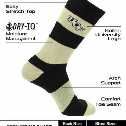 Best deal 😀 TCK Central Florida Golden Knights 🧦 Socks Game Day Striped Crew 🧦 Socks 🌟 7 TCK Central Florida Golden Knights Socks Game Day Striped Crew Socks