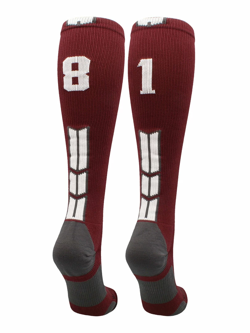 Best Sale ๐ MadSportsStuff ๐ฅ Softball ๐งฆ Socks Maroon Player ID Custom Number Over The Calf ๐งฆ Socks For ๐ฅ Softball โพ Baseball Football Boys And ๐ง Girls ๐คฉ 48 MadSportsStuff Softball Socks Maroon Player ID Custom Number Over The Calf Socks For Softball Baseball Football Boys And Girls