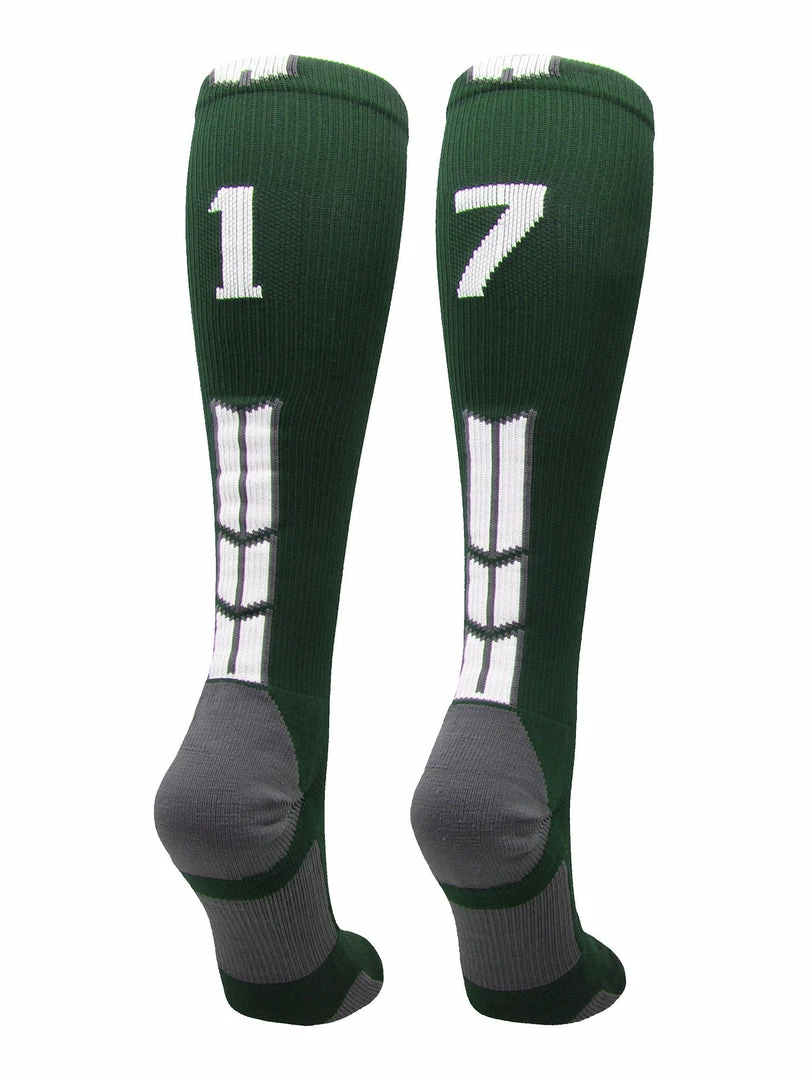 Hot Sale โ๏ธ MadSportsStuff Dark Green Player ID Custom Number Over The Calf ๐งฆ Socks For ๐ฅ Softball โพ Baseball Football Boys And ๐ง Girls ๐ 62 MadSportsStuff Dark Green Player ID Custom Number Over The Calf Socks For Softball Baseball Football Boys And Girls