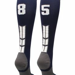 MadSportsStuff Navy Player ID Custom Number Over The Calf Socks For Softball Baseball Football Boys And Girls Softball Socks