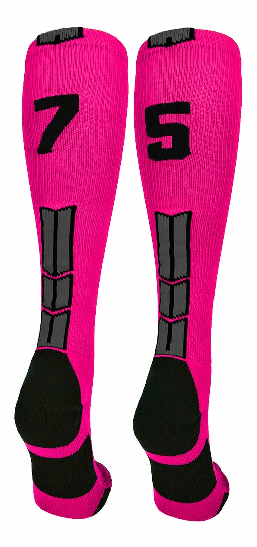 Best Sale ๐ MadSportsStuff โพ Baseball ๐งฆ Socks Neon Pink And Black Player ID Custom Number Over The Calf ๐งฆ Socks For ๐ฅ Softball โพ Baseball Football Boys And ๐ง Girls โจ 54 MadSportsStuff Baseball Socks Neon Pink And Black Player ID Custom Number Over The Calf Socks For Softball Baseball Football Boys And Girls