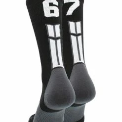 MadSportsStuff Black Player ID Custom Number Crew Socks For Basketball Lacrosse Volleyball Boys And Girls Volleyball Socks