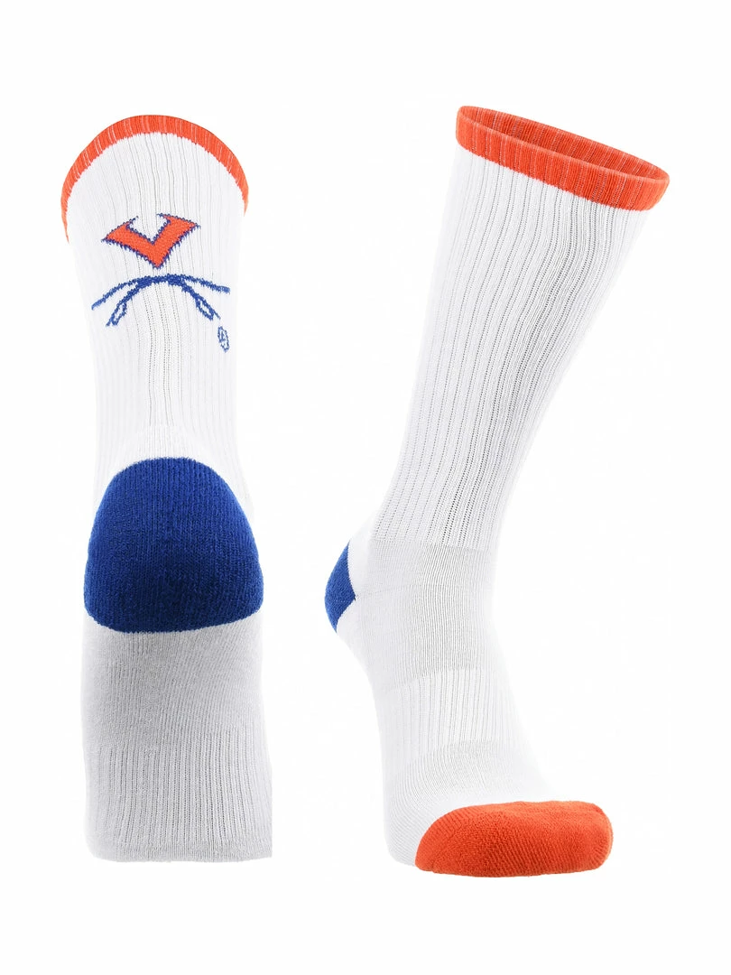 Best Sale 🔥 TCK Virginia Cavaliers 🧦 Socks Basic Crew White 🧦 Socks All Schools 🥰 1 TCK Virginia Cavaliers Socks Basic Crew White Socks All Schools
