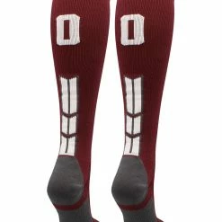 MadSportsStuff Maroon Player ID Custom Number Over The Calf Socks For Softball Baseball Football Boys And Girls Softball Socks