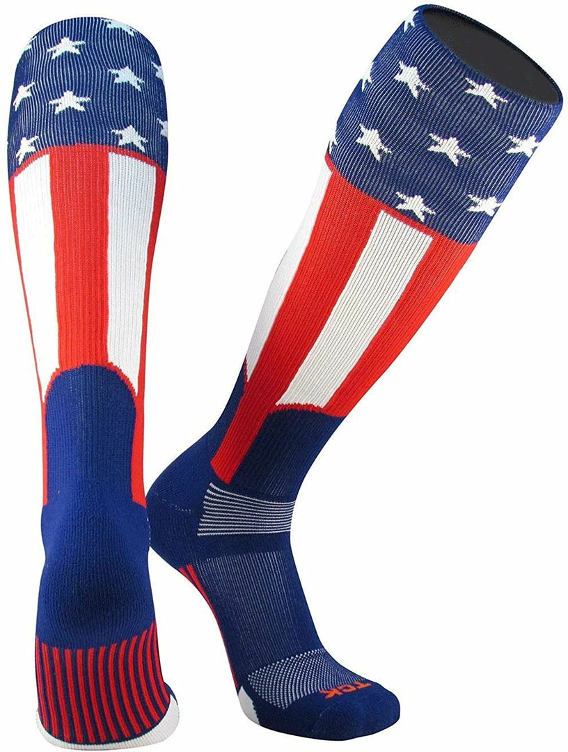 Best Pirce ⌛ TCK American Flag ⚾ Baseball Stirrup 🧦 Socks Uncle Sam ❤️ 4 TCK American Flag Baseball Stirrup Socks Uncle Sam
