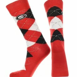 TCK Georgia Bulldogs Argyle Dress Socks NCAA Fanwear Crew Length All Schools
