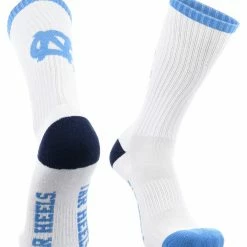 TCK North Carolina Tar Heels Socks Basic Crew White Socks All Schools