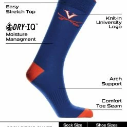 TCK Virginia Cavaliers Dress Socks Dean's List Crew Length Socks