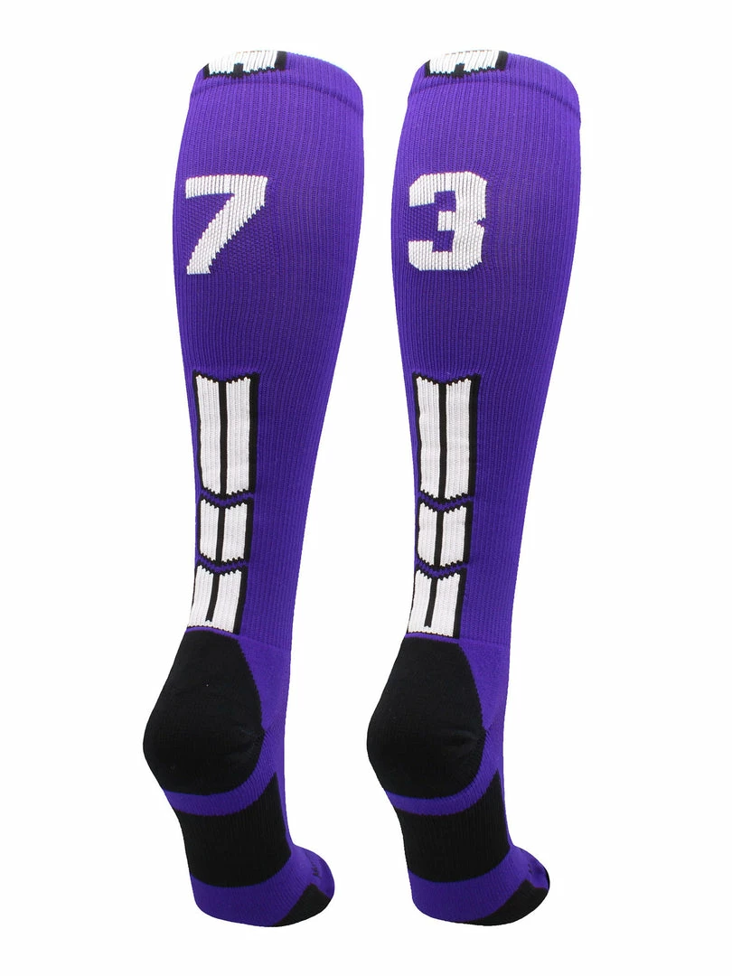New โ๏ธ MadSportsStuff Purple Player ID Custom Number Over The Calf ๐งฆ Socks For ๐ฅ Softball โพ Baseball Football Boys And ๐ง Girls ๐ 29 MadSportsStuff Purple Player ID Custom Number Over The Calf Socks For Softball Baseball Football Boys And Girls
