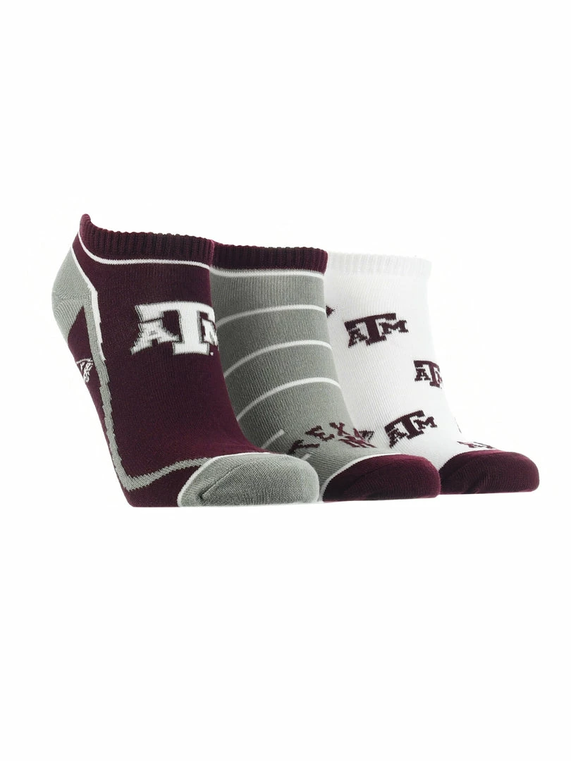 New ๐คฉ TCK Texas A&M Aggies No Show ๐งฆ Socks Full Field 3 Pack ๐ 1 TCK Texas A&M Aggies No Show Socks Full Field 3 Pack