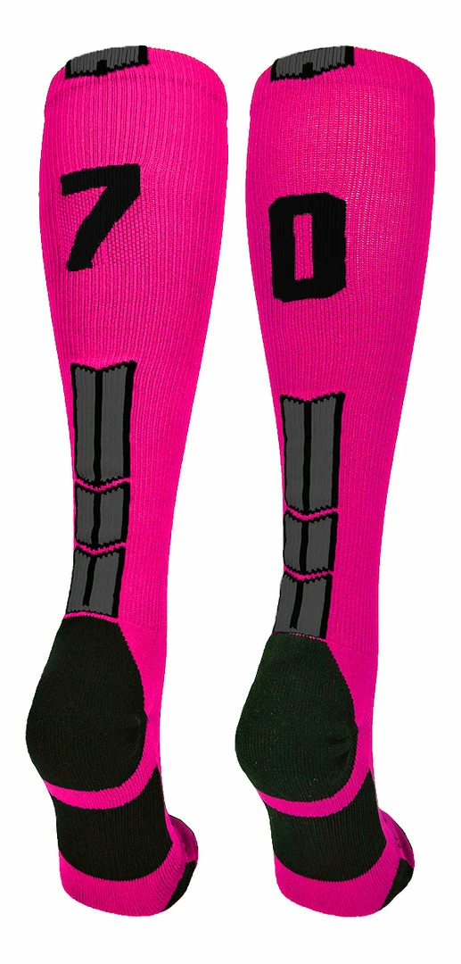 Best Sale ๐ MadSportsStuff โพ Baseball ๐งฆ Socks Neon Pink And Black Player ID Custom Number Over The Calf ๐งฆ Socks For ๐ฅ Softball โพ Baseball Football Boys And ๐ง Girls โจ 10 MadSportsStuff Baseball Socks Neon Pink And Black Player ID Custom Number Over The Calf Socks For Softball Baseball Football Boys And Girls