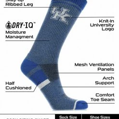 Brand new ๐ TCK Kentucky Wildcats ๐งฆ Socks Victory Parade Crew Length ๐ 6 TCK Kentucky Wildcats Socks Victory Parade Crew Length