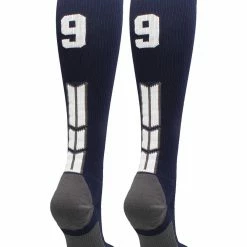 MadSportsStuff Navy Player ID Custom Number Over The Calf Socks For Softball Baseball Football Boys And Girls Softball Socks