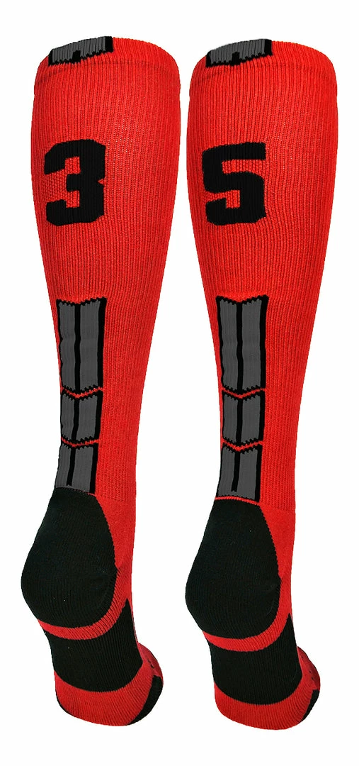 Budget ๐ฏ MadSportsStuff Red And Black Player ID Custom Number Over The Calf ๐งฆ Socks For ๐ฅ Softball โพ Baseball Football Boys And ๐ง Girls โพ Baseball ๐งฆ Socks ๐ 95 MadSportsStuff Red And Black Player ID Custom Number Over The Calf Socks For Softball Baseball Football Boys And Girls Baseball Socks