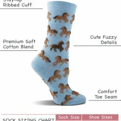 WHD Horse Socks For Women With Fuzzy Horses - Horse Lovers Gift - Equestrian Riding Socks - 2-Pack Crazy Socks - Crew