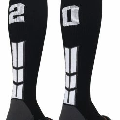MadSportsStuff Black Player ID Custom Number Over The Calf Socks For Softball Baseball Football Boys And Girls