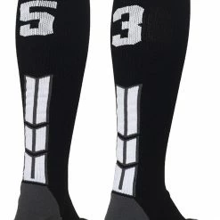 MadSportsStuff Black Player ID Custom Number Over The Calf Socks For Softball Baseball Football Boys And Girls