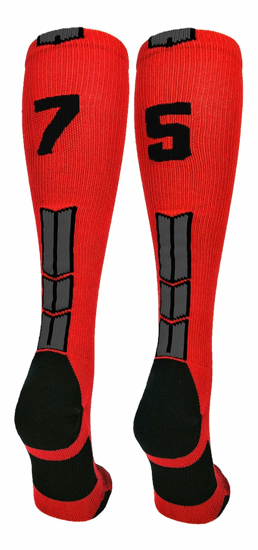 Budget ๐ฏ MadSportsStuff Red And Black Player ID Custom Number Over The Calf ๐งฆ Socks For ๐ฅ Softball โพ Baseball Football Boys And ๐ง Girls โพ Baseball ๐งฆ Socks ๐ 54 MadSportsStuff Red And Black Player ID Custom Number Over The Calf Socks For Softball Baseball Football Boys And Girls Baseball Socks