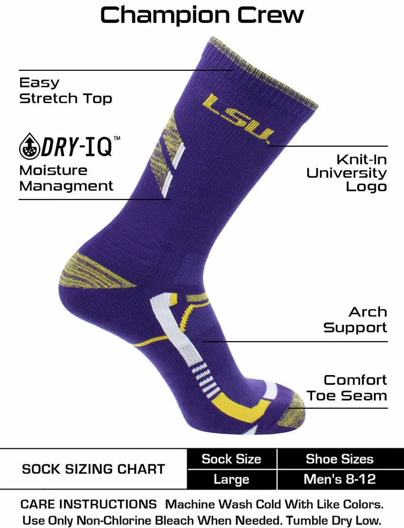 Best reviews of ๐ TCK All Schools LSU Tigers ๐งฆ Socks Louisiana State University Tigers Champion Crew ๐งฆ Socks โจ 3 TCK All Schools LSU Tigers Socks Louisiana State University Tigers Champion Crew Socks