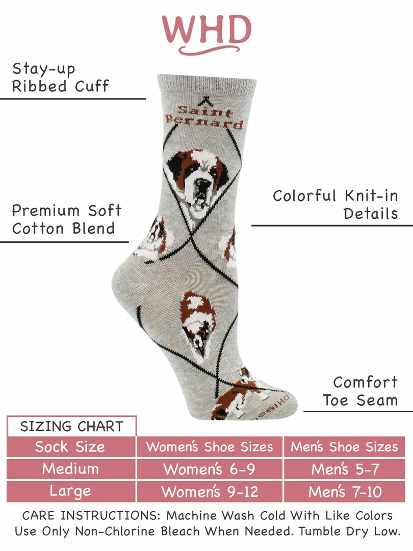 Cheapest ๐ WHD Saint Bernard ๐งฆ Socks For ๐ฉ Women Gift For ๐ฆฎ Dog Lovers Crazy ๐งฆ Socks - Crew ๐ 3 WHD Saint Bernard Socks For Women Gift For Dog Lovers Crazy Socks - Crew