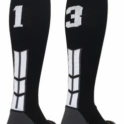 MadSportsStuff Black Player ID Custom Number Over The Calf Socks For Softball Baseball Football Boys And Girls