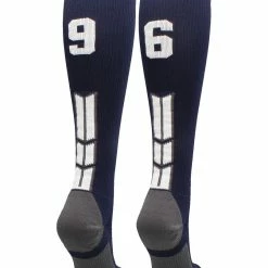 MadSportsStuff Navy Player ID Custom Number Over The Calf Socks For Softball Baseball Football Boys And Girls Softball Socks